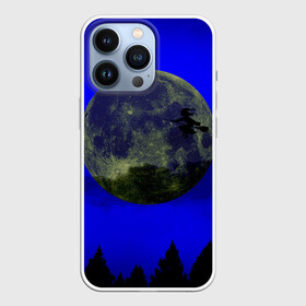 Чехол для iPhone 13 Pro с принтом Зловещие Полнолуние в Санкт-Петербурге,  |  | ведьма летит над лесом | ведьма на метле | колдунья на метле | луна и ведьма | луна на хэллоуин | луна над лесом | лунный свет | полнолуние на хэллоуин