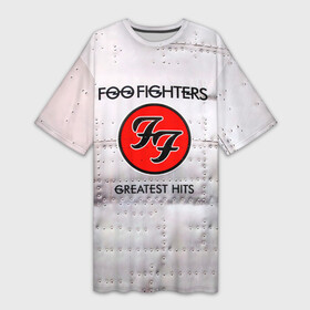 Платье-футболка 3D с принтом Greatest Hits  Foo Fighters в Санкт-Петербурге,  |  | ff | foo fighters | альбом | альтернативный | группа | дэйв грол | крис шифлетт | метал | металлический | музыка | надпист | нэйт мендел | постгранж | пэт смир | рок | стальной | тейлор хокинс | фу файтерс | фф
