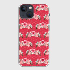 Чехол для iPhone 13 mini с принтом Красные розы паттерн в Санкт-Петербурге,  |  | rose | паттерн | розочки | розы | цветки | цветочки | цветы