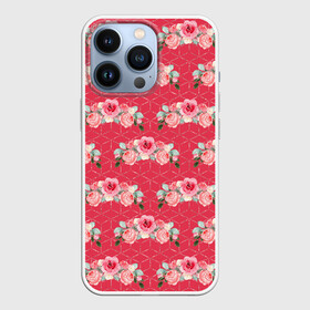 Чехол для iPhone 13 Pro с принтом Красные розы паттерн в Санкт-Петербурге,  |  | rose | паттерн | розочки | розы | цветки | цветочки | цветы