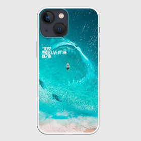 Чехол для iPhone 13 mini с принтом Shark in sea в Санкт-Петербурге,  |  | акула | арт | бирюза | море | пляж