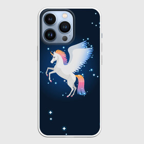 Чехол для iPhone 13 Pro с принтом Милый пегас единорог с радужной гривой в Санкт-Петербурге,  |  | horse | pony | rainbow | unicorn | аликорн | волшебно | единорог | единороги | звезды | крылья | лошадь | ночь | пегас | пони | радуга | рог | юникорн