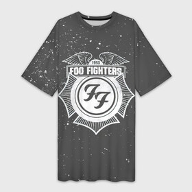 Платье-футболка 3D с принтом Foo Fighters 1995 FF в Санкт-Петербурге,  |  | ff | foo fighters | альтернативный | группа | дэйв грол | крис шифлетт | логотипа | метал | музыка | надпись | нэйт мендел | постгранж | пэт смир | рок | серая | тейлор хокинс | фу файтерс | фф | хард | хардрок