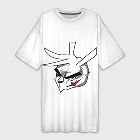 Платье-футболка 3D с принтом кролик со шрамом в Санкт-Петербурге,  |  | боец | заяц | звери | злой | кролик