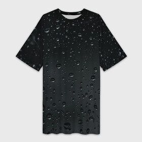 Платье-футболка 3D с принтом Ночной дождь в Санкт-Петербурге,  |  | без надписей | дождь | капли | ночь | стекло | темный | черный