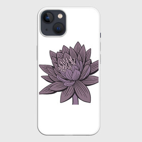 Чехол для iPhone 13 с принтом Цветок лотоса фиолетовый в Санкт-Петербурге,  |  | aesthetics | liner | lotus | базовый | линии | лотос | минимализм | эстетика