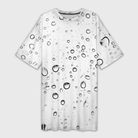 Платье-футболка 3D с принтом Утренний дождь в Санкт-Петербурге,  |  | без надписей | белый | вода | дождь | капли | светлый | стекло