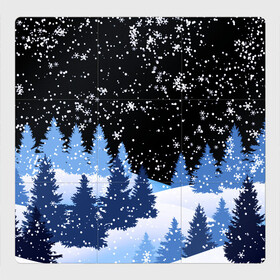 Магнитный плакат 3Х3 с принтом Снежная ночь в зимнем лесу в Санкт-Петербурге, Полимерный материал с магнитным слоем | 9 деталей размером 9*9 см | Тематика изображения на принте: christmas | christmas tree | happy new year | merry christmas | new year | snow | snowflakes | tree | белый снег | декабрь | ёлка | елки | зима | зима близко | зимний орнамент | зимний узор | лес | моро | новый год | пейзаж | подарок | природа