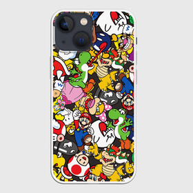 Чехол для iPhone 13 mini с принтом Mrio ALLSTARS в Санкт-Петербурге,  |  | bowser | bullet bill | goomba | koopa troopa | luigi | mario | princess peach | toad | yoshi | боузер | гриб | гумба | йоши | купа | луиджи | марио | пуля билл