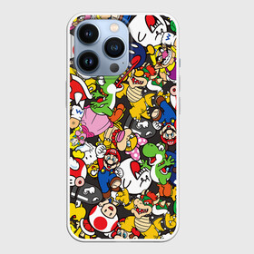 Чехол для iPhone 13 Pro с принтом Mrio ALLSTARS в Санкт-Петербурге,  |  | bowser | bullet bill | goomba | koopa troopa | luigi | mario | princess peach | toad | yoshi | боузер | гриб | гумба | йоши | купа | луиджи | марио | пуля билл