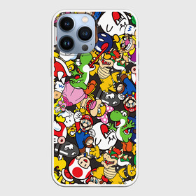 Чехол для iPhone 13 Pro Max с принтом Mrio ALLSTARS в Санкт-Петербурге,  |  | bowser | bullet bill | goomba | koopa troopa | luigi | mario | princess peach | toad | yoshi | боузер | гриб | гумба | йоши | купа | луиджи | марио | пуля билл