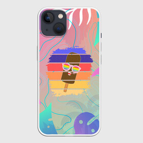 Чехол для iPhone 13 с принтом Эскимо в Тропиках в Санкт-Петербурге,  |  | bright colors | ice cream | palm trees | popsicle | popular | top | trending | tropics | в топе | в тренде | мороженое | пальмы | популярные | тропики | эскимо | яркие цвета