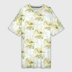Платье-футболка 3D с принтом Маленькие птички в Санкт-Петербурге,  |  | весна | лето | паттерн | птенец | птица | птицы | птички