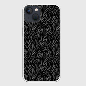 Чехол для iPhone 13 с принтом Растительный орнамент (черно белый) в Санкт-Петербурге,  |  | ветви | дебри | деревья | джунгли | заросли | кусты | лесное | листва | листья | орнамент | осень | паттерн | принт | природа | растения | растительность | роспись | сад | серое | сплошное | темное