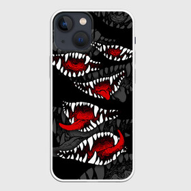 Чехол для iPhone 13 mini с принтом Атака вампиров в Санкт-Петербурге,  |  | attack of the vampires | darkness | fangs | happy halloween | holiday | jaws | red tongues | атака вампиров | клыки | красные языки | мрак | праздник | хэллоуин | челюсти