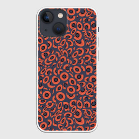 Чехол для iPhone 13 mini с принтом Абстракция квадраты и круги в Санкт-Петербурге,  |  | abstraction | shapes | squares | абстракция | квадраты | круги | оранжевый | принт | серый | фигуры | черный