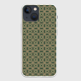 Чехол для iPhone 13 mini с принтом Абстракция из зеленых квадратов в Санкт-Петербурге,  |  | abstraction | shapes | squares | абстракция | желтый | зеленый | квадраты | коричневый | молодежный | принт | узор | фигуры