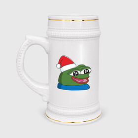 Кружка пивная с принтом Pepe, pepe happy, Пепе хеппи, pepe happy new year в Санкт-Петербурге,  керамика (Материал выдерживает высокую температуру, стоит избегать резкого перепада температур) |  объем 630 мл | frog pepe | happy | happy new year | mem | meme | peepo | pepe | pepe happy | pepe happy new year | лягушка пепе | лягушонок | лягушонок пепе | пепе хеппи | хеппи
