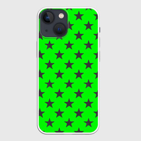 Чехол для iPhone 13 mini с принтом звездный фон зеленый в Санкт-Петербурге,  |  | звезда | звездочка | звезды | зеленый | монохром | неоновый | салатовый | фон