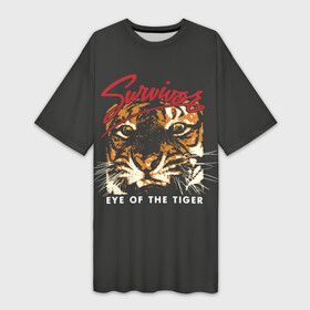 Платье-футболка 3D с принтом Глаз Тигра в Санкт-Петербурге,  |  | eye of the tiger | hardrock | music | rock | tiger | глаз тигра | музыка | рок | тигр | хардрок