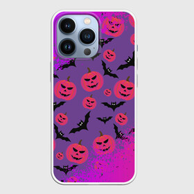 Чехол для iPhone 13 Pro с принтом HALLOWEEN NEON в Санкт-Петербурге,  |  | Тематика изображения на принте: bat | gourd | halloween | haloween | melon | neon | pumpkin | squash | неон | тыква | хеллоин | хеллоуин | хелоин | хэллоуин