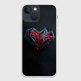 Чехол для iPhone 13 mini с принтом Техносердце в Санкт-Петербурге,  |  | графика | любовь | сердце | серый | техно