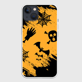 Чехол для iPhone 13 с принтом УЖАСТИК НА ХЭЛЛОУИН в Санкт-Петербурге,  |  | bones | ghost | halloween | haloween | pumpkin | rip | skull | кости | приведение | призрак | рип | скелет | тыква | хеллоин | хеллоуин | хелоин | хелоуин | хоррор | хэллоин | хэллоуин | хэлоин | хэлоуин