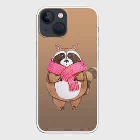Чехол для iPhone 13 mini с принтом акварельный енотик в Санкт-Петербурге,  |  | raccoon cartoon animal | акварель | детский | енот | мультипликационный персонаж | мультяшка | ребенок | рисунок