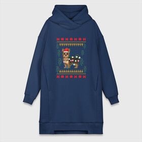 Платье-худи хлопок с принтом Рождественский свитер Йоркшик в Санкт-Петербурге,  |  | christmas | ugly sweater | вечеринка | йорк | йоркширский терьер | новый год | праздники | рождественский свитер | рождество | собака | собачка | уродливый свитер