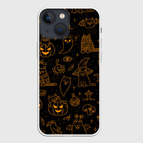 Чехол для iPhone 13 mini с принтом ХЕЛЛОУИН ПАТТЕРН КОТИКИ   HALLOWEEN KITTY в Санкт-Петербурге,  |  | Тематика изображения на принте: bats | bones | cat | ghost | halloween | kitty | pumpkin | skull | spider | кости | кот | кошка | летучие мыши | паук | паутина | приведение | призрак | скелет | тыква | хеллоуин | хоррор | хэллоуин