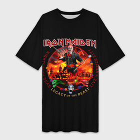 Платье-футболка 3D с принтом Nights of the Dead, Legacy of the Beast  Iron Maiden в Санкт-Петербурге,  |  | iron maiden | адриан смит | айран | айрон | группа | дэйв мюррей | железная дева | ирон | майден | мейд | мейден | метал | мрачный | музыка | песни | рок | стив харрис | тяжелый | хеви | хевиметал