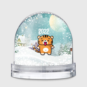 Игрушка Снежный шар с принтом Новогодний тигренок 2022 в Санкт-Петербурге, Пластик | Изображение внутри шара печатается на глянцевой фотобумаге с двух сторон | 2022 | год тигра | новый год | новый год 2022 | символ года | тигр | тигренок | тигрица | тигры