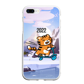 Чехол для iPhone 7Plus/8 Plus матовый с принтом Тигренок  на  самокате в Санкт-Петербурге, Силикон | Область печати: задняя сторона чехла, без боковых панелей | Тематика изображения на принте: 2022 | год тигра | новый год | новый год 2022 | символ года | тигр | тигренок | тигрица | тигры