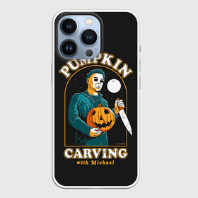 Чехол для iPhone 13 Pro с принтом Резьба по тыкве с Майклом в Санкт-Петербурге,  |  | carving | ghost | halloween | jack | killer | lamp | michael | monster | moon | myers | night | pumpkin | retro | джека | луна | майерс | майкл | монстр | ночь | по | призраки | резьба | ретро | светильник | тыква | тыкве