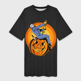 Платье-футболка 3D с принтом Тыква шар. Майкл в Санкт-Петербурге,  |  | ball | halloween | jack | killer | knife | lamp | michael | myers | mystic | pumpkin | джека | лампа | майерс | майкл | мистика | нож | светильник | тыква | хэллоуин | шар