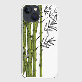 Чехол для iPhone 13 mini с принтом Графический бамбук в Санкт-Петербурге,  |  | бамбук | ветки | деревья | диства | зеленый | лес | листья | природа