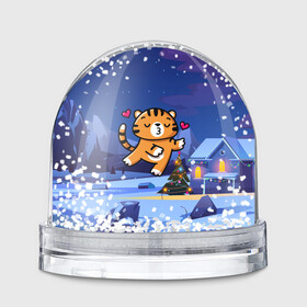 Игрушка Снежный шар с принтом Влюбленный тигренок с сердечками в Санкт-Петербурге, Пластик | Изображение внутри шара печатается на глянцевой фотобумаге с двух сторон | 2022 | год тигра | новый год | новый год 2022 | символ года | тигр | тигренок | тигрица | тигры