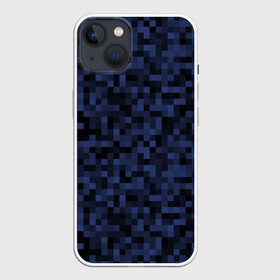 Чехол для iPhone 13 с принтом Темная пиксельная абстракция в Санкт-Петербурге,  |  | pixel art | pixels | абстрактный | абстракция | пиксели | пиксель арт | пиксельный | почти черный | темно синий
