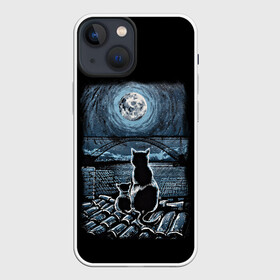 Чехол для iPhone 13 mini с принтом КОТЫ НА КРЫШЕ в Санкт-Петербурге,  |  | cat | moon | night | животные | звезды | звери | кот | котенок | коты | кошка | красиво | крыша | луна | мама | небо | ночь | тьма