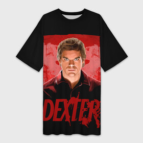 Платье-футболка 3D с принтом Dexter Декстер портрет постер в Санкт-Петербурге,  |  | blood | dexter | dexter morgan | декстер | кровь | майами | мясник | постер | правосудие | судмедэксперт