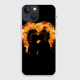 Чехол для iPhone 13 mini с принтом Пара в огненном сердце в Санкт-Петербурге,  |  | heart | love | влюбленные | любовь | огонь | пара | пламя | сердце