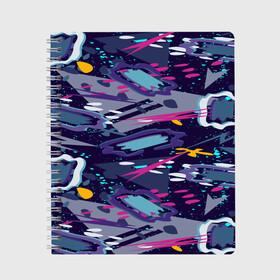 Тетрадь с принтом Фиолетовый паттерн в Санкт-Петербурге, 100% бумага | 48 листов, плотность листов — 60 г/м2, плотность картонной обложки — 250 г/м2. Листы скреплены сбоку удобной пружинной спиралью. Уголки страниц и обложки скругленные. Цвет линий — светло-серый
 | космос | паттерн | фиолетовый | футболка | цвета