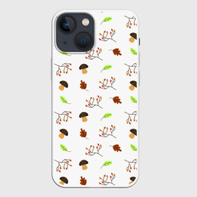 Чехол для iPhone 13 mini с принтом AUTUMN MOTIFS в Санкт-Петербурге,  |  | autumn | грибы | листья | осень | рябина | сентябрь