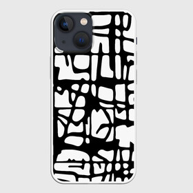 Чехол для iPhone 13 mini с принтом Черно Белый мотив Cantabrigiensia, подходящий для раскрашивания вручную в Санкт-Петербурге,  |  | креативный шум | модный и пестрый | орнамент | раскраска | стильный мотив | чб | черно белое | элегантный