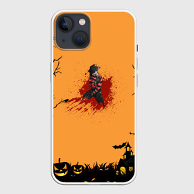 Чехол для iPhone 13 с принтом Halloween Freddy Blood в Санкт-Петербурге,  |  | blood | freddy krueger | ghosts | halloween | monsters | nightmare on elm street | orange | pumpkin | кровь | монстры | оранжевый | привидение | тыква | фредди крюгер | хеллоуин