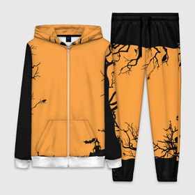 Женский костюм 3D с принтом Orange Halloween TRD в Санкт-Петербурге,  |  | branches | crow | ghosts | halloween | holiday | monsters | pumpkin | trees | ветки | ворона | деревья | монстры | праздник | привидения | тыква | хэллоуин