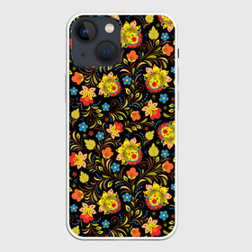 Чехол для iPhone 13 mini с принтом Хохломa в Санкт-Петербурге,  |  | art | flowers | holoma | oldschool | листья | рисунок | роспись | холома | цветы