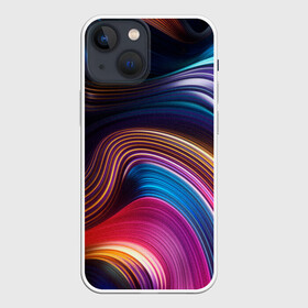 Чехол для iPhone 13 mini с принтом Цветные неоновые волны в Санкт-Петербурге,  |  | colorful waves | digital art | neon stripes | rainbow | абстракция | волны красок | неоновые волны | неоновый узор | цветные волны | цветные полосы