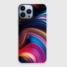Чехол для iPhone 13 Pro Max с принтом Цветные неоновые волны в Санкт-Петербурге,  |  | colorful waves | digital art | neon stripes | rainbow | абстракция | волны красок | неоновые волны | неоновый узор | цветные волны | цветные полосы