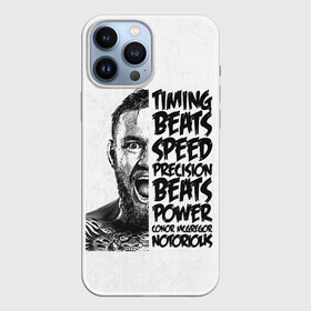 Чехол для iPhone 13 Pro Max с принтом Timing beats speed precision beats power в Санкт-Петербурге,  |  | conor mcgregor | fighter | irish | m1 | martial | mixed | the notorious | ufc | ufs | wrestling | боевые | боец | борьба | единоборства | ирландский | искусства | конор макгрегор | м1 | мма | печально известный | смешанные | юфс